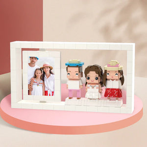 Cadeaux Pour La Famille Corps Complet Personnalisable 3 Personnes Figurines En Brique Personnalisées Cadre Photo Petit Bloc De Particules - mademinefr