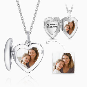 Collier Médaillon Photo Cœur Gravé En Argent, Cadeau Sur Mesure - mademinefr