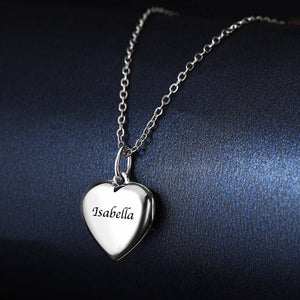 Cadeau Personnalisé Collier Médaillon Photo Coeur Enfant Avec Gravure Argent - mademinefr