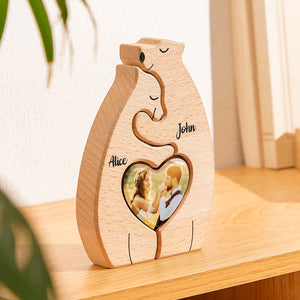 Puzzle D'art En Bois Personnalisé Pour Couple D'ours, Avec Noms Et Photos, Cadeau Pour Couple - mademinefr