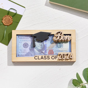 Porte-monnaie En Bois Découpé Au Laser Avec Nom Personnalisé, Cadeau D'argent Pour Les Diplômés Universitaires De La Classe 2024 - mademinefr