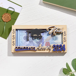 Porte-monnaie En Bois Découpé Au Laser Avec Nom Personnalisé, Cadeau D'argent Pour Les Diplômés Universitaires De La Classe 2024 - mademinefr