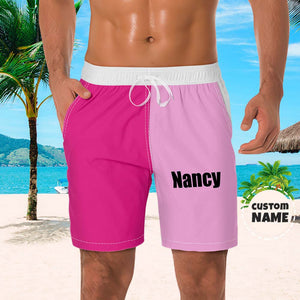 Short De Plage Personnalisé Pour Hommes, Nom Personnalisé, Maillot De Bain, Couleur Contrastée - mademinefr