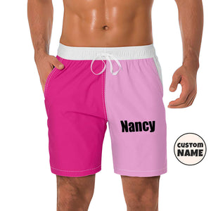 Short De Plage Personnalisé Pour Hommes, Nom Personnalisé, Maillot De Bain, Couleur Contrastée - mademinefr