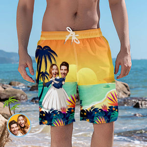 Short De Plage Personnalisé, Maillot De Bain Avec Photo De Mariage Romantique - mademinefr