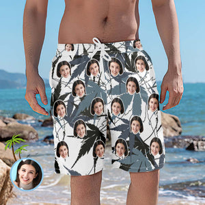 Short De Plage Personnalisé, Maillot De Bain Avec Photo, Style Hawaïen, Feuille D'érable - mademinefr