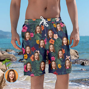 Short De Plage Personnalisé Avec Visage, Maillot De Bain Photo Personnalisé Pour Hommes - mademinefr