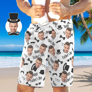 Short De Plage Personnalisé Avec Visage De Papa, Maillot De Bain Avec Photo Personnalisée, Bonne Fête Des Pères - mademinefr