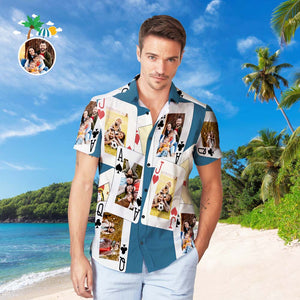 Photo Personnalisée Chemise Hawaïenne Pour Hommes Populaire Partout Imprimé Chemise De Plage Hawaïenne Cadeau De Vacances-carte À Jouer - mademinefr