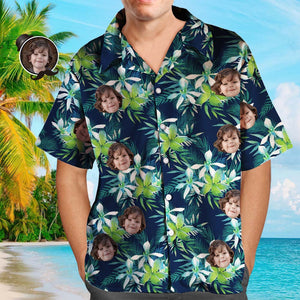 Chemise Hawaïenne Et Short De Plage Personnalisés Pour Hommes, Avec Photo De Feuilles Tropicales, Cadeau De Fête De Vacances - mademinefr