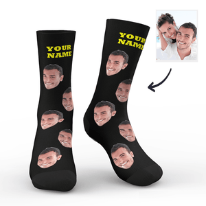 Chaussettes Personnalisées Pour Le Visage - Mettez N'importe Quel Visage Sur Des Chaussettes Cadeaux D'halloween - mademinefr