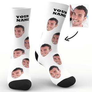 Chaussettes Personnalisées Pour Le Visage - Mettez N'importe Quel Visage Sur Des Chaussettes Cadeaux D'halloween - mademinefr