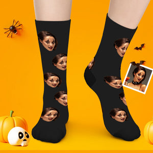 Chaussettes Personnalisées Pour Le Visage - Mettez N'importe Quel Visage Sur Des Chaussettes Cadeaux D'halloween - mademinefr