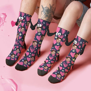 Chaussettes Personnalisées Avec Visage, Poupée Drôle, Chaussettes À Mi-tube, Chaussettes Magnétiques Pour Tenir Les Mains, Bonne Saint-valentin - mademinefr