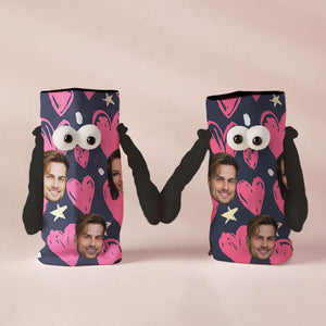 Chaussettes Personnalisées Avec Visage, Poupée Drôle, Chaussettes À Mi-tube, Chaussettes Magnétiques Pour Tenir Les Mains, Bonne Saint-valentin - mademinefr