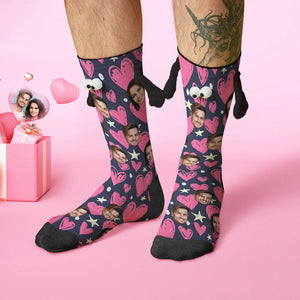 Chaussettes Personnalisées Avec Visage, Poupée Drôle, Chaussettes À Mi-tube, Chaussettes Magnétiques Pour Tenir Les Mains, Bonne Saint-valentin - mademinefr