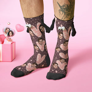 Chaussettes Personnalisées Avec Visage, Poupée Amusante, Chaussettes À Mi-tube, Chaussettes Magnétiques Pour Tenir Les Mains, Je T'aime Jusqu'à La Lune Et Au Dos, Cadeaux De Saint-valentin - mademinefr