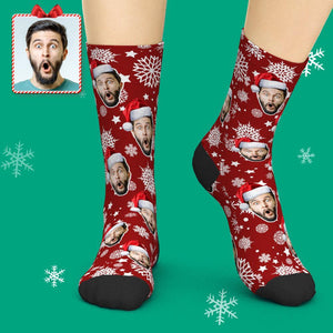 Aperçu 3d Chaussettes Personnalisées Ajouter Des Images Chaussettes De Noël - Chapeau De Père Noël - mademinefr