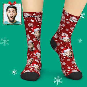 Aperçu 3d Chaussettes Personnalisées Ajouter Des Images Chaussettes De Noël - Chapeau De Père Noël - mademinefr