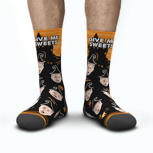 Chaussettes Photo De Sorcière De Château Personnalisée D'halloween Avec Texte - mademinefr