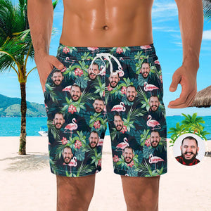 Men's Custom Face Beach Trunks Flamingo Shorts - mademinefr