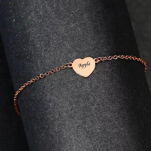 Bracelet De Cheville Coeur Gravé Personnalisé Or Rose - mademinefr