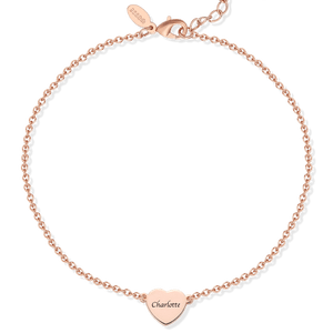 Bracelet De Cheville Coeur Gravé Personnalisé Or Rose - mademinefr