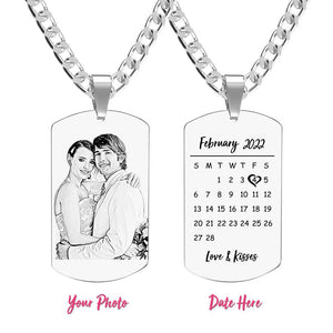 Calendrier Personnalisé Photo Dog Tag Collier Mens Gravé Dogtag - mademinefr