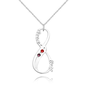 Collier Prénom Avec Pierre De Naissance Collier Infini Cadeau Unique Plaqué Or 14 Carats - Argent - mademinefr