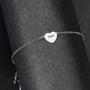 Bracelet De Cheville Coeur Gravé Personnalisé En Argent - mademinefr