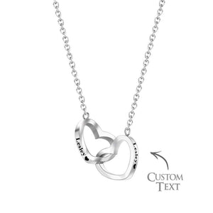 Collier Gravé Personnalisé Deux Cœurs, Noms Personnalisés, Cadeau Pour Les Couples - mademinefr