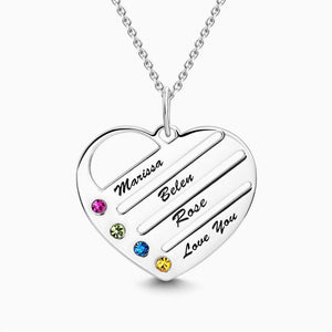 Collier Pierre De Naissance Personnalisée Avec Gravure Coeur Argent (cristal Inchangeable) - mademinefr