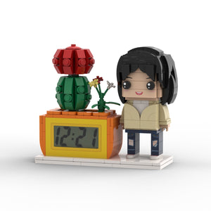 Cadeaux Pour Elle Horloge À Figurines En Brique Personnalisée Figurines Personnalisées Plante En Pot Et Horloge En Brique - mademinefr