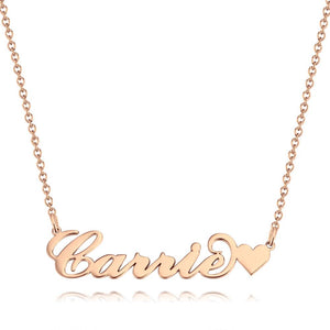 Collier Prénom Personnalisé Style Carrie Avec Petit Cœur Cadeau Unique En Or 14 Carats - mademinefr