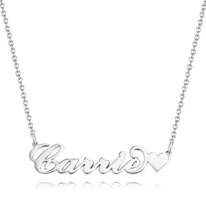 Collier Prénom Personnalisé Style Carrie Avec Petit Cœur Cadeau Unique En Or 14 Carats - mademinefr