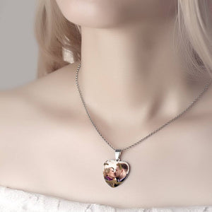 Collier Avec Étiquette En Forme De Cœur Et Photo En Acier Inoxydable, Pendentif Gravé - mademinefr