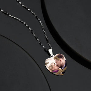 Collier Avec Étiquette En Forme De Cœur Et Photo En Acier Inoxydable, Pendentif Gravé - mademinefr