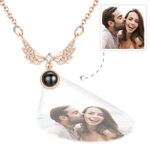 Collier De Projection Photo Personnalisé, Pendentif Ailes D'ange, Cadeau Pour Elle - mademinefr