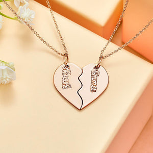 Collier Cœur Gravé Personnalisé, Cadeau Commémoratif Pour Couple - mademinefr