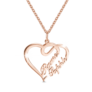 Collier Personnalisé Avec Deux Noms Et Cœurs Superposés, Plaqué Or 14 Carats, Pour Elle - mademinefr