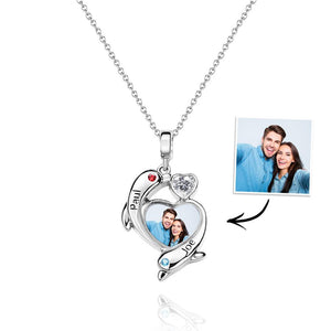 Collier Personnalisé Avec Pierre De Naissance En Forme De Dauphin, Cadeaux De Saint-valentin Pour Les Couples - mademinefr