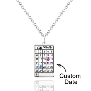 Collier De Calendrier Avec Pierre De Naissance Collier De Date De Mariage En Or Cadeau De Calendrier Personnalisé Pour Elle - mademinefr