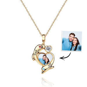 Collier Personnalisé Avec Pierre De Naissance En Forme De Dauphin, Cadeaux De Saint-valentin Pour Les Couples - mademinefr