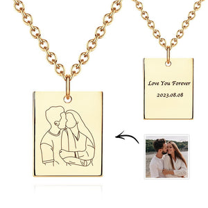 Collier Personnalisé Avec Photo Gravée, Forme Rectangulaire, Cadeaux Commémoratifs Pour Femmes - mademinefr