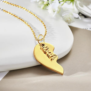 Collier Cœur Gravé Personnalisé, Cadeau Commémoratif Pour Couple - mademinefr