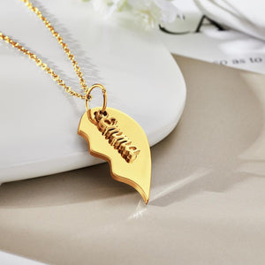 Collier Cœur Gravé Personnalisé, Cadeau Commémoratif Pour Couple - mademinefr