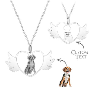 Collier Personnalisé Avec Photo Gravée, Ange, Animal De Compagnie, Cadeau Souvenir - mademinefr