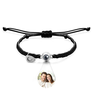 Bracelet De Projection Personnalisé, Lettre Personnalisée, Cœur Tissé, Cadeau De Couple Magnétique - mademinefr