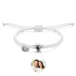 Bracelet De Projection Personnalisé, Lettre Personnalisée, Cœur Tissé, Cadeau De Couple Magnétique - mademinefr