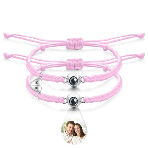 Bracelet De Projection Personnalisé, Lettre Personnalisée, Cœur Tissé, Cadeau De Couple Magnétique - mademinefr